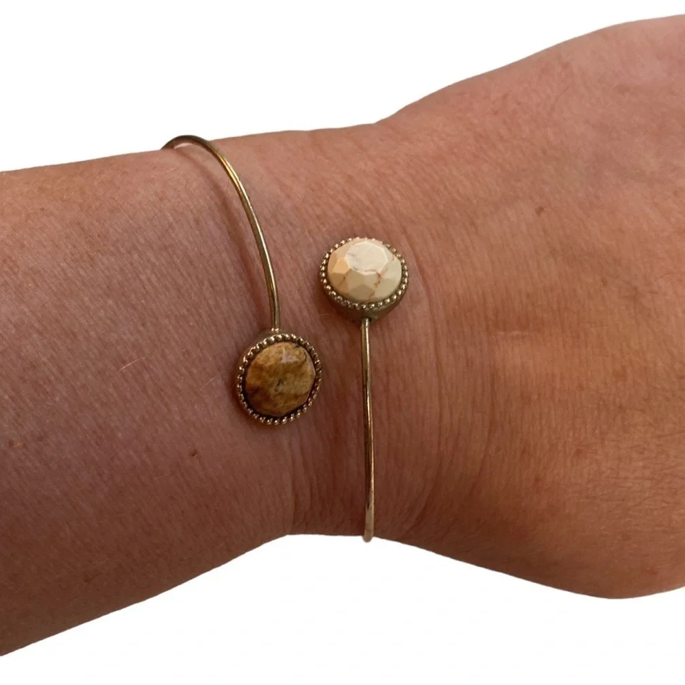 Two piece | Gold | Faux Stone | Bangle Set